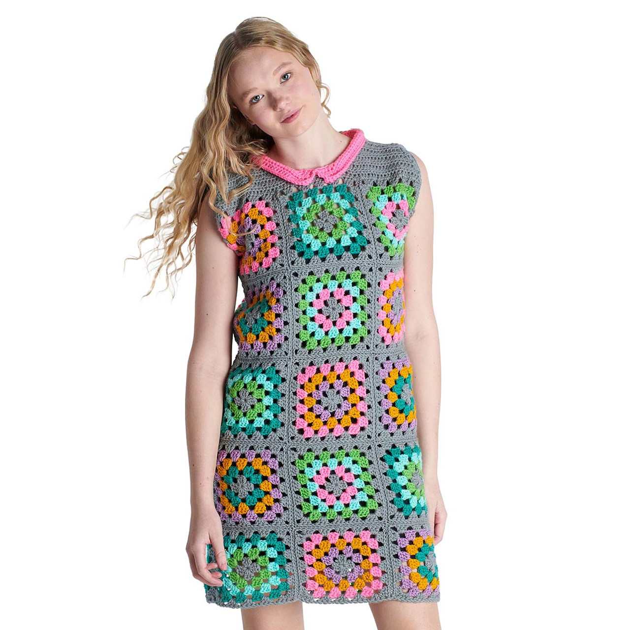 Red Heart Granny Square Crochet Dress Pattern Free Download